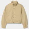 Women Shirt Collar Zip Up Jacket Three Pockets