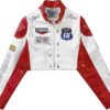 Women Stand Up Collar Zipper Faux Leather Jacket Four Pockets
