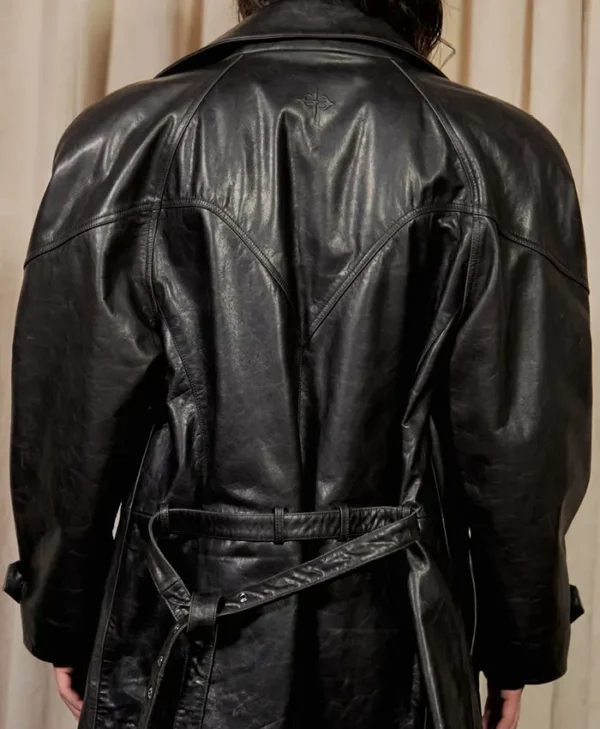 Women VIVET Black Oversized Leather Jacket
