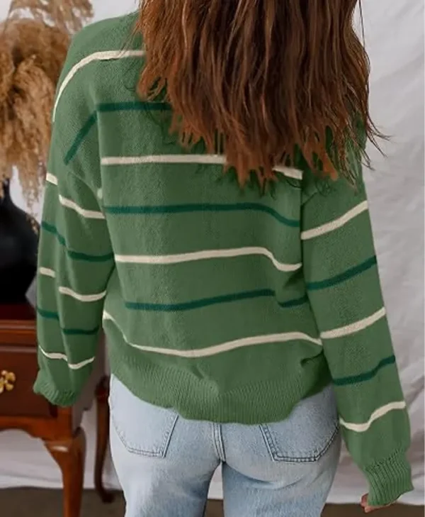 Women’s Striped Knit Cardigan Sweater