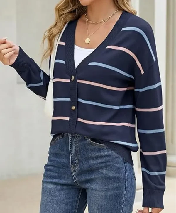 Women’s Striped Knit Cardigan Sweater