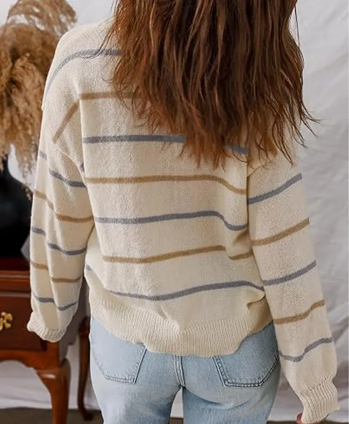 Women’s Striped Knit Cardigan Sweater
