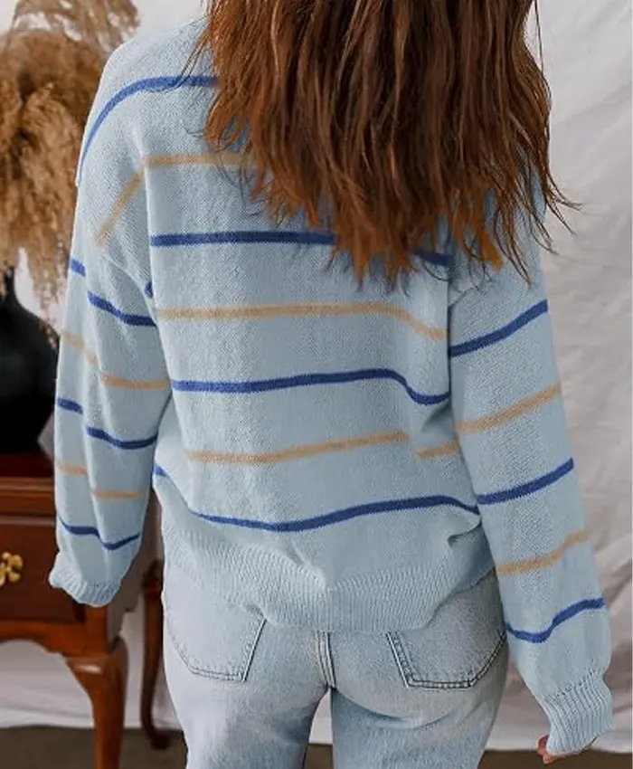 Women’s Striped Knit Cardigan Sweater