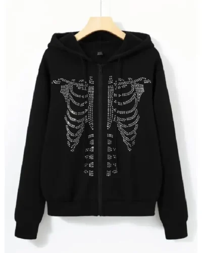 Y2K Rhinestone Skeleton Hoodie
