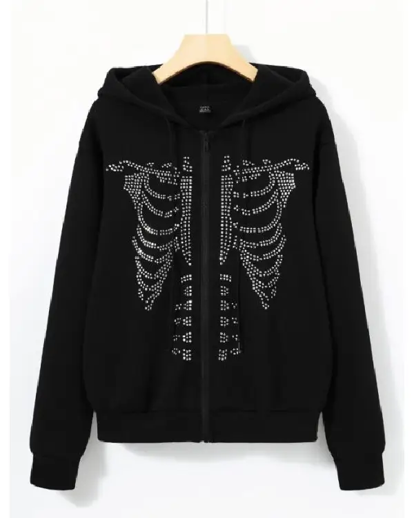 Y2K Rhinestone Skeleton Hoodie
