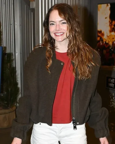 You Can See Everything Premiere Emma Stone Brown Jacket