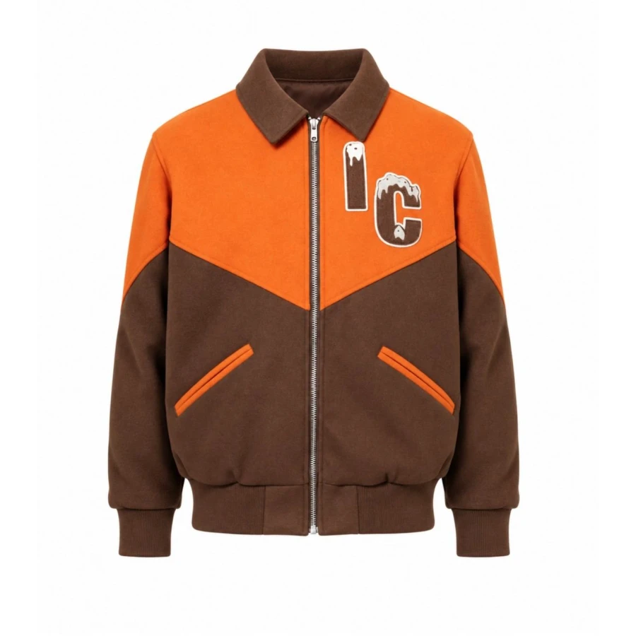 Kill Jackie 2026 Orange and Brown Varsity Jacket