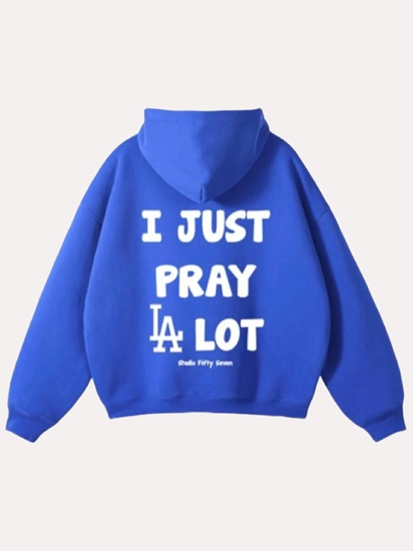 I Just Pray A Lot Dodgers Hoodie - Image 2