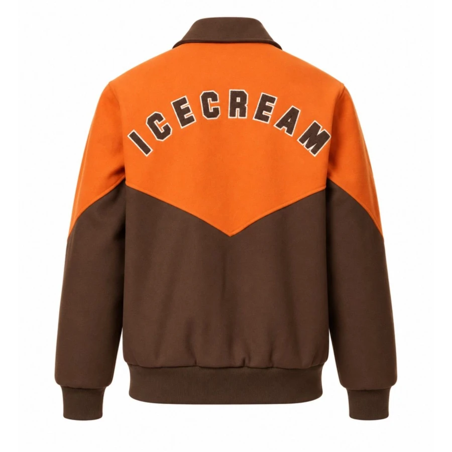 Kill Jackie 2026 Orange and Brown Varsity Jacket - Image 3