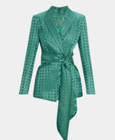 shop now Ted Lasso S04 Hannah Waddingham Green Tie Waist Blazer