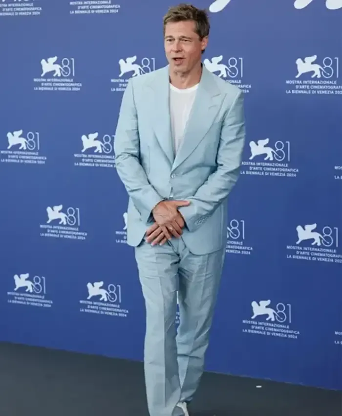 81st Venice International Film Festival Brad Pitt Buttoned Suit