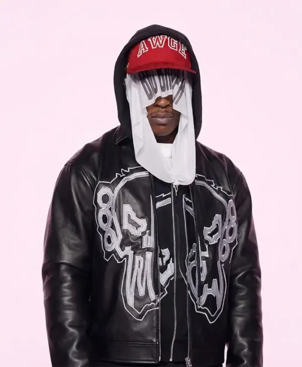 A$AP Rocky Punisher Logo Black Leather Jacket