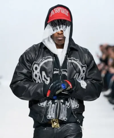 A$AP Rocky Punisher Logo Black Leather Jacket