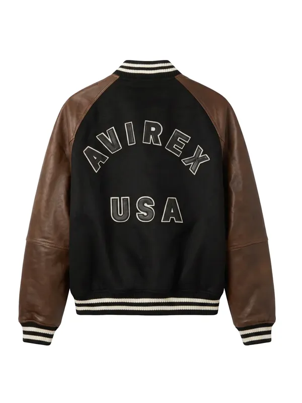AVIREX Naval Navy Wool and Leather Jacket 2026