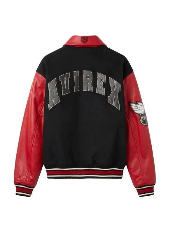 AVIREX Team Eagle Black Wool Leather Jacket 2026