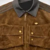 Adidas Brown Suede Finish Zipper Jacket 2026
