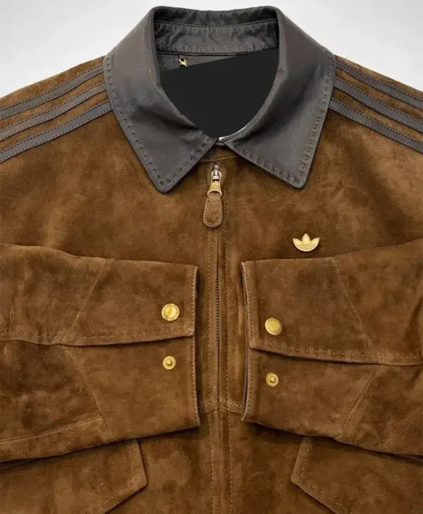 Adidas Brown Suede Finish Zipper Jacket 2026