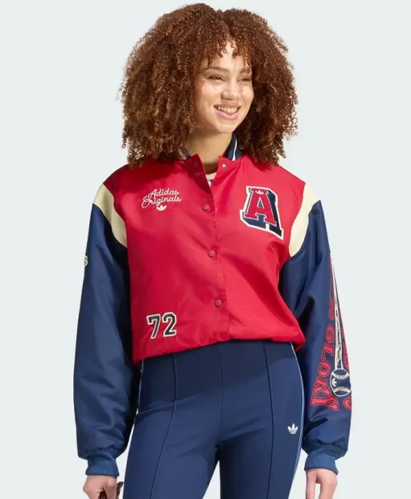 Adidas Red Bomber Jacket With Badges