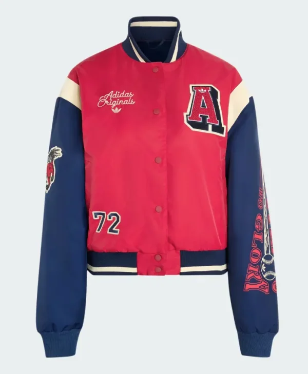 Adidas Red Bomber Jacket With Badges