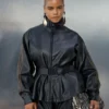 Adidas x ASOS Black Leather Peplum Track Jacket