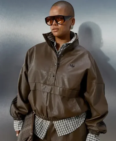 Adidas x ASOS Overhead Brown Leather Track Jacket