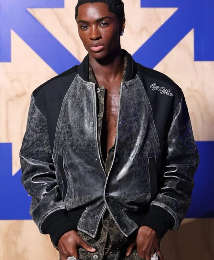 Alton Mason Off-White Leather Bomber Jacket