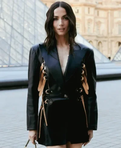 Ana de Armas Black Leather Blazer