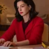 Anne Hathaway Verity Red Knit Cardigan