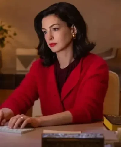 Anne Hathaway Verity Red Knit Cardigan
