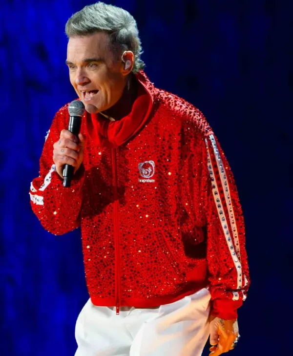 BST Hyde Park Robbie Williams Red Sequin Track Jacket