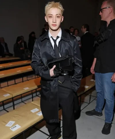 Bang Chan Fendi Milan Fashion Week Black Long Jacket