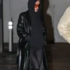 Bianca Censori Westwood Black Leather Long Coat
