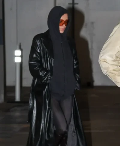 Bianca Censori Westwood Black Leather Long Coat