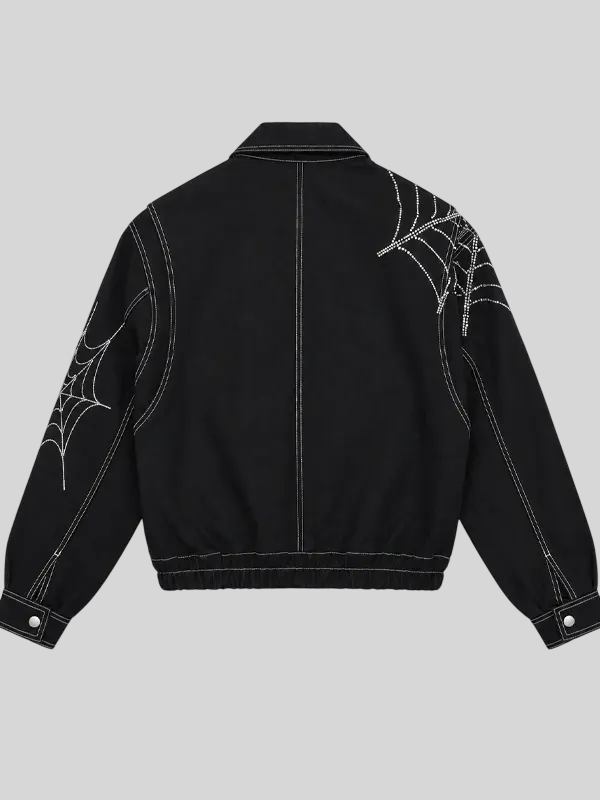 Black Cotton Contrast Stitch Darkwear Jacket