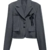 Bona Avel Pinstripe Crop Jacket Charcoal