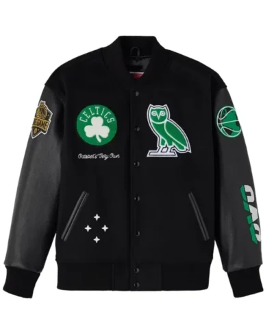 Boston Celtics x OVO Raglan Full-Snap Varsity Jacket