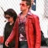 Brad Pitt Fight Club Costume Maroon Leather Jacket