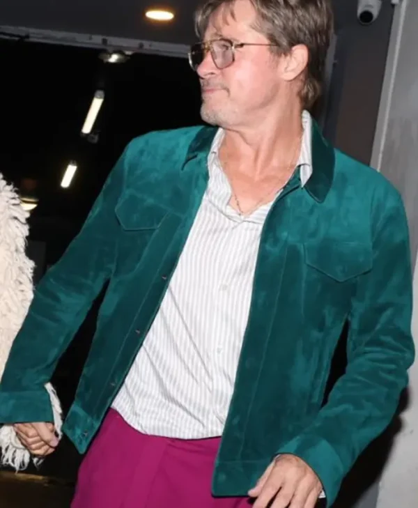 Brad Pitt James Blake Paris Green Suede Jacket