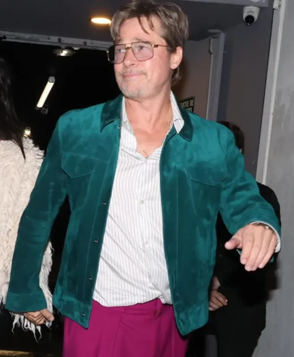 Brad Pitt James Blake Paris Green Suede Jacket