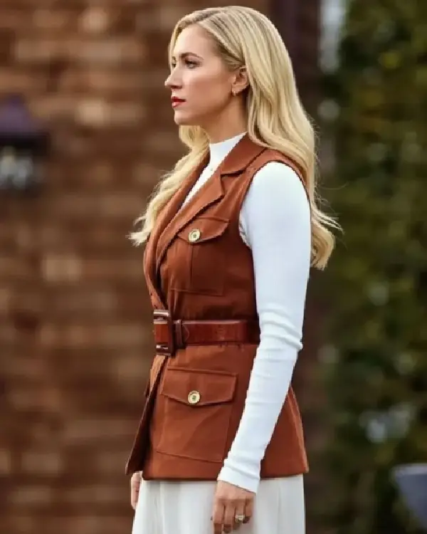 Brittany Snow The Beast In Me Brown Suede Vest