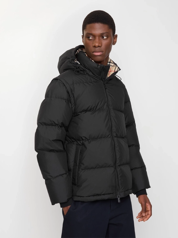 Burberry Check Hooded Puffer Coat