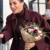 Burgundy Oversized Wool Coat Meghan Markle