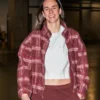 Caitlin Clark Burgundy Plaid Fleece Jacket
