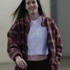 Caitlin Clark Burgundy Plaid Fleece Jacket