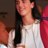 Caitlin Clark Chiefs Chargers 2026 White Canvas Jacket
