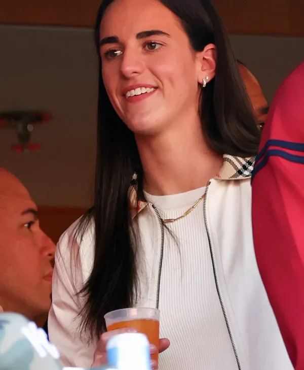 Caitlin Clark Chiefs Chargers 2026 White Canvas Jacket
