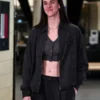 Caitlin Clark WNBA Playoffs Black Leather Jacket