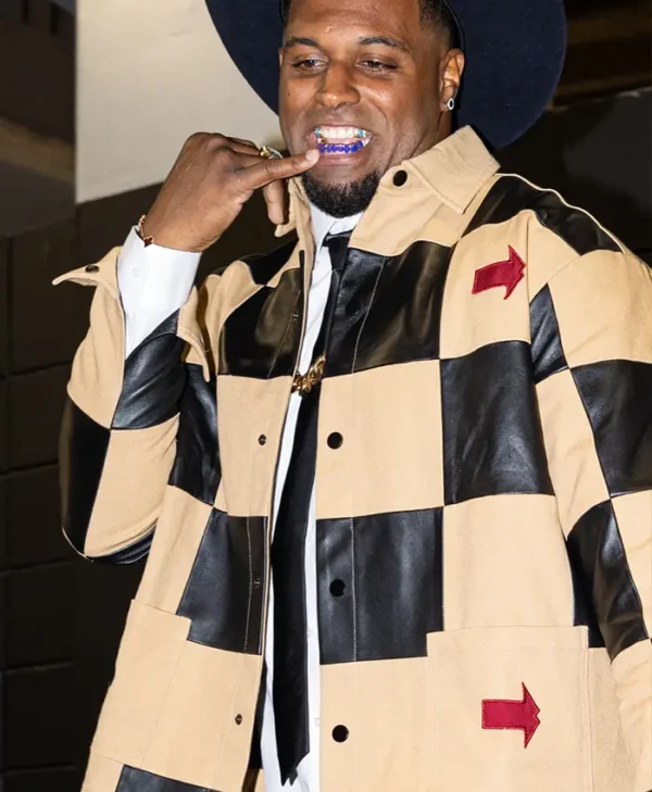 Cam Jordan Orleans Saints Arrival Checkered Leather Jacket