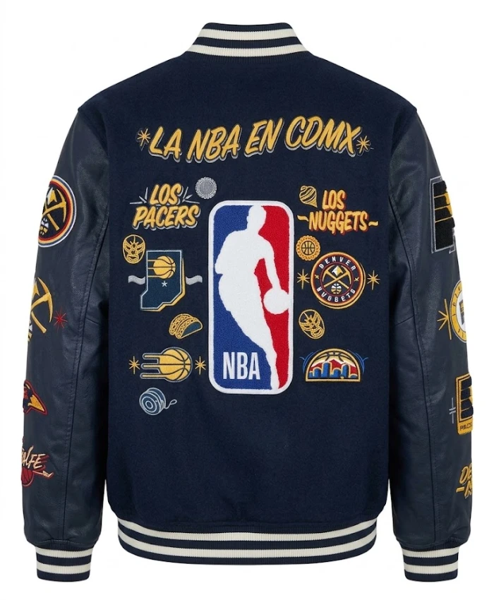 Chamarra NBA Mexico City Game 2026 Navy Varsity Jacket