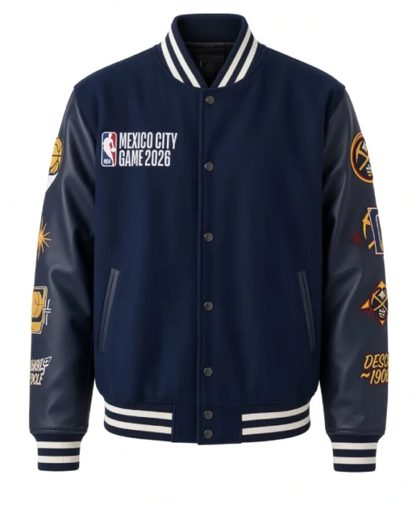 Chamarra NBA Mexico City Game 2026 Navy Varsity Jacket